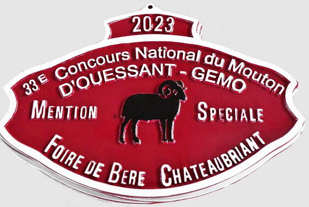 Plaque du concours national 2023 du mouton d'Ouessant